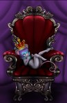 anthro blue_eyes blue_hair casual_nudity chair crown ear_piercing female furniture gaming hair headgear heart_eyes heart_symbol multicolored_hair piercing playing_video_game purple_hair solo throne two_tone_hair foxxxiny90 bianca_winter_(lilmousybianca) mammal mouse murid murine rodent