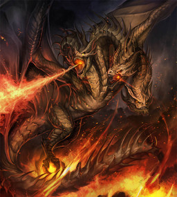 3_heads ambiguous_gender breath_powers claws elemental_manipulation embers feral fire fire_breathing fire_manipulation flying horn looking_forward membrane_(anatomy) membranous_wings mouth_closed multi_head open_mouth orange_eyes scales solo spines tail teeth tongue wings yellow_eyes chaos-draco european_mythology greek_mythology mythology dragon hydra mythological_creature mythological_scalie scalie western_dragon 2021 digital_media_(artwork) hi_res