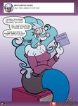 2019 anthro ask_blog asterozoan blue_eyes blue_hair bookshelf bottomwear breasts cleavage clothed clothing dialogue dialogue_box echinoderm english_text fangs female furniture generation_7_pokemon gradient_background hair looking_at_viewer mariah_the_primarina marine mermaid_tail nintendo patreon patreon_logo pink_nose pokemon pokemon_(species) primarina purple_background shoulderless_clothing shoulderless_shirt shoulderless_topwear signature simple_background sketchybug skirt solo speech_bubble starfish starfish_(accessory) teeth text url white_body