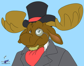 anthro clothing eyewear facial_hair goatee hat headgear headwear male monocle top_hat sydneysnake wolfblade jay1743 deer mammal moose new_world_deer