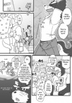 abs anthro biceps big_muscles canid canine canis clothing comic cotton_(artist) dialogue domestic_dog english_text female fur greyscale male mammal monochrome muscular natsume_(tooboe_bookmark) nitobe text tooboe_bookmark