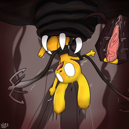 ambiguous_gender bodily_fluids duo entangled feral genital_fluids genitals internal male male/ambiguous oral oral_penetration penetration penis precum screaming semi-anthro soft_vore sweat sweatdrop teeth tentacles throbbing throbbing_penis vore dstitan rain_world videocult monk_(rain_world) slugcat stowaway_(rain_world) 1:1 absurd_res hi_res