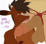 anthro balls barbel_(anatomy) big_balls big_penis black_hair blush bodily_fluids bow_ribbon brown_body brown_nipples countershade_torso countershading darkened_genitalia fellatio flesh_whiskers genital_fluids genitals gift_wrapped hair huge_penis humanoid_genitalia humanoid_penis leaking_precum licking male male/male nipples oral penile penis penis_lick precum red_eyes ribbon_around_penis saliva sex tongue vein veiny_penis remochi mario_bros mythology nintendo bowser zan_(poppin) dragon eastern_dragon mythological_creature mythological_scalie scalie absurd_res hi_res