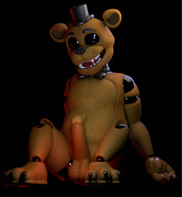 3_toes anthro balls black_background black_bow_tie bow_tie claws clothing erection feet genitals glowing glowing_eyes hat headgear headwear humanoid_genitalia humanoid_penis looking_at_viewer machine male open_mouth open_smile pawpads penis sharp_teeth simple_background sitting slightly_chubby slightly_chubby_anthro slightly_chubby_male smile smiling_at_viewer solo teeth toes top_hat yellow_balls yellow_body yellow_penis jizzyfox jizzyfox_(modeler) five_nights_at_freddy's scottgames golden_freddy_(fnaf) animatronic bear mammal robot robot_anthro 3d_(artwork) digital_media_(artwork) full-length_portrait portrait