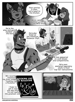 anthro bass_guitar beak beard breasts clothed clothing dialogue eyes_closed facial_hair female group guitar hair male mouth_closed muscular musical_instrument open_mouth playing_guitar playing_music plucked_string_instrument pupils smile speech_bubble string_instrument text topwear nimzy noms_(nimzy) wiz_(nimzy) cricetid hamster hyena mammal rodent comic english_text hi_res monochrome url
