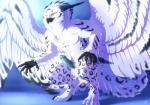 anthro balls beak crouching erection feathered_wings feathers genitals humanoid_genitalia humanoid_penis looking_at_viewer male penis solo spots tail wings hornedfreak mythology gibbs_(onom) avian bird gryphon hybrid mythological_avian mythological_creature owl