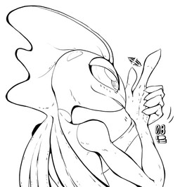 5_fingers finger_gun fingers gesture hand_gesture male slim smile solo zenmigawa nintendo pokemon chameleon generation_8_pokemon inteleon lizard pokemon_(species) reptile scalie hi_res monochrome