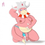 anthro biped bodily_fluids breasts clothing cum foreskin genital_fluids genitals gynomorph half-erect humanoid_genitalia humanoid_penis intersex kneeling nipple_piercing nipples non-mammal_breasts non-mammal_nipples overweight overweight_anthro overweight_gynomorph overweight_intersex penis piercing pokemorph simple_background solo thong underwear vein veiny_penis white_background pfh nintendo pokemon generation_1_pokemon generation_2_pokemon marine pokemon_(species) shellder shellder_(slowking) slowking 1:1 2011