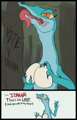 claws dialogue egg fangs female feral forest half-closed_eyes heart_symbol holding_egg holding_object motion_lines narrowed_eyes offscreen_character plant semi-anthro solo teeth text tongue tongue_out tree tree_carving vagoncho disney ms._co_(4chan) the_rescuers_(disney) the_rescuers_down_under joanna_the_goanna lizard monitor_lizard reptile scalie 2024 english_text hi_res