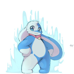 anthro aura blue_body blue_eyes male neckwear psychic_powers simple_background smile solo white_body lightmizano lagomorph leporid mammal rabbit 1:1 hi_res