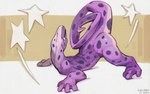 ambiguous_gender arched_back ass_up big_tail long_tail looking_at_viewer markings purple_body raised_tail simple_background spots spotted_body star tail halo-pano amphibian lizard newt reptile salamander scalie digital_media_(artwork) hi_res mixed_media traditional_media_(artwork)