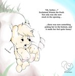 anthro big_breasts bodily_fluids breasts crossgender female forced hair huge_breasts invisible_sex mtf_crossgender nipples open_mouth plushie solo stuck sweat text through_wall ponporio_(artist) disney winnie_the_pooh_(franchise) pooh_bear animate_inanimate bear living_plushie mammal 2021 absurd_res english_text hi_res