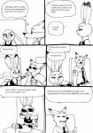 2016 anthro bernielover black_and_white canid canine clothed clothing comic dialogue disney duo english_text eyewear female fox frown heart_symbol hi_res judy_hopps lagomorph leporid male mammal monochrome necktie nick_wilde police police_officer rabbit red_fox simple_background sitting smile sunglasses text true_fox white_background zootopia