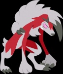 ambiguous_gender anthro claws fur hunched_over red_body red_fur sharp_teeth simple_background solo teeth transparent_background white_body white_fur alexalan nintendo pokemon canid canine generation_7_pokemon lycanroc mammal midnight_lycanroc pokemon_(species) 2016 alpha_channel