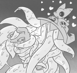 ambiguous_gender anthro clothing duo footwear heart_symbol holding_another hypnosis low-angle_view mask mind_control shoes spiral spiral_eyes tentacles vore jaybat11 hallow_(jaybat11) domestic_cat eldritch_abomination felid feline felis ghost mammal spirit tentacle_creature digital_drawing_(artwork) digital_media_(artwork) english_description greyscale hi_res monochrome
