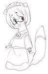 anthro clothing dipstick_tail eyewear female glasses gloves_(marking) maid_apron maid_headdress maid_uniform markings simple_background solo tail tail_markings uniform white_background amesawa_yagi futaba_channel nijiura_maids tenkei-san gulonine mammal marten mustelid musteline 2017 line_art