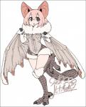 black_eyes border breasts clothed clothing female hair jacket pink_hair short_hair solo topwear transparent_border winged_arms wings yoshida_hideyuki capcom monster_hunter animal_humanoid flying_wyvern humanoid paolumu 2018 alpha_channel signature watermark