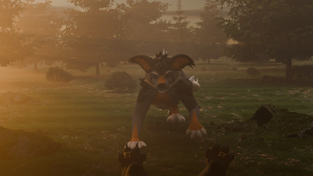 all_fours digit_ring feet fur jewelry licking licking_lips multicolored_body multicolored_fur outside plant ring text toe_ring toes tongue tongue_out tree vore willing_pred willing_prey dyrmun arlo dyrmun_(character) 16:9 3d_(artwork) 4k absurd_res digital_media_(artwork) english_text hi_res widescreen