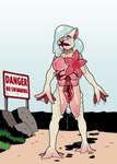 body_horror breasts danger_sign female grass implied_transformation multi_breast nude outside plant rock solo walking what blackshirtboy canid mammal marine monster 2017 hi_res