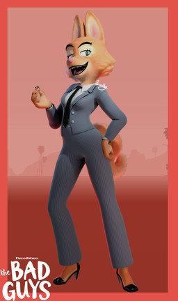 anthro clothing eyebrow_piercing facial_piercing female footwear green_eyes high_heels looking_at_viewer necktie piercing ring shoes simple_background solo suit tail bradleyisgone goneafterdark_(modeler) dreamworks the_bad_guys diane_foxington canid canine fox mammal red_fox true_fox 3d_(artwork) absurd_res digital_media_(artwork) hi_res