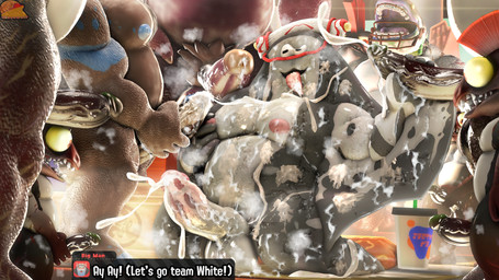 anthro anthrofied balls beverage big_balls big_muscles big_pecs big_penis blue_nipples bodily_fluids brown_body bukkake celebrating cum cum_drip cum_in_mouth cum_inside cum_on_face cum_on_penis cumshot dialogue dialogue_box dripping ejaculation genital_fluids genitals glans grey_body group group_sex male male/male maroon_body masturbation mohawk multicolored_body multiple_orgasms musclegut muscular musk musk_clouds nipple_fetish nipple_play nipples obese orgasm orgy overweight pecs penis pose sex size_difference slightly_chubby thick_arms thick_dick thick_thighs two_tone_body vein veiny_penis moonwulf nintendo splatoon big_man_(splatoon) mr._coco_(splatoon) mr._grizz bear chum_(splatoon) cohock_(splatoon) cohozuna fish king_salmonid mammal marine megalodontia salmonid_(splatoon) 2025 3d_(artwork) absurd_res digital_media_(artwork) hi_res source_filmmaker_(artwork) watermark