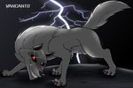 animal_genitalia balls electricity feral fully_sheathed genitals grin lightning looking_at_viewer male raised_tail red_eyes sheath smile solo tail vancanto dreamworks puss_in_boots_(dreamworks) death_(puss_in_boots) canid canine canis mammal wolf 3:2 hi_res