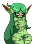 areola blush bound breasts chain chained female green_body green_hair green_skin hair nipples not_furry nude pubes small_breasts solo twistingtoxic olive_(twistingtoxic) goblin humanoid hi_res