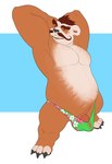 anthro balls_outline barefoot barely_contained barely_contained_balls barely_contained_penis belly biceps big_biceps big_muscles big_pecs black_claws black_nose black_pawpads blue_background bottomwear brown_body brown_eyebrows brown_face brown_facial_hair brown_feet brown_fur brown_hair brown_legs brown_markings brown_mustache brown_spots bulge claws clothed clothing countershading dark_claws dark_nose dark_pawpads detailed_bulge ear_tuft erection_under_bottomwear erection_under_speedo erection_under_swimwear eyebrows facial_hair feet floral_bottomwear floral_speedo floral_swimwear fur genital_outline genitals green_clothing green_speedo green_swimwear gums hair hands_behind_head happy huge_muscles huge_pecs humanoid_genitalia humanoid_penis ineffective_bottomwear ineffective_clothing ineffective_speedo ineffective_swimwear light_belly light_chest light_ears light_face light_neck light_toes looking_away looking_up male markings mature_anthro mature_male multicolored_body multicolored_clothing multicolored_speedo multicolored_swimwear muscular muscular_anthro muscular_arms muscular_male muscular_thighs mustache open_mouth open_smile overweight overweight_anthro overweight_male partially_clothed_anthro partially_clothed_male pattern_bottomwear pattern_clothing pattern_speedo pattern_swimwear pawpads pecs penis pink_clothing pink_gums pink_inner_ear pink_penis pink_speedo pink_swimwear pose quads realistic_penis_size red_eyes short_legs simple_background skimpy smile solo speedo speedo_only spots spotted_face standing swimwear tan_belly tan_body tan_chest tan_ears tan_face tan_fur tan_neck tan_toes thick_penis three-quarter_view tight_bottomwear tight_clothing tight_speedo tight_swimwear topless translucent translucent_clothing translucent_speedo translucent_swimwear tuft two_tone_body two_tone_face vein veiny_penis white_background white_clothing white_speedo white_swimwear bristol bear giant_panda mammal 2022 absurd_res alternate_version_at_source colored digital_media_(artwork) flat_colors full-length_portrait hi_res portrait