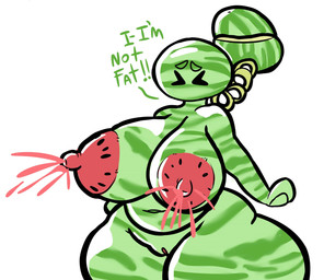 areola autolactation big_areola big_breasts big_nipples bodily_fluids breasts colored_lactation dialogue embarrassed eyes_closed female food fruit genitals green_body huge_areola huge_breasts huge_nipples lactating lactating_juice melon navel nipples non-mammal_nipples nude pink_lactation plant red_areola red_nipples simple_background slightly_chubby solo striped_body stripes text thick_thighs unusual_bodily_fluids unusual_lactation vulva watermelon white_background wide_hips justcoffee electronic_arts plants_vs._zombies popcap_games elemental_creature elemental_humanoid flora_fauna humanoid melon_pult plant_humanoid absurd_res english_text hi_res