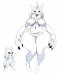 belly big_breasts black_nails black_sclera breasts colored_nails deep_navel duo evil_face female horn huge_hips mane nails navel nude simple_background smile thick_thighs wide_hips sssonic2 null_(sssonic2) alien absurd_res hi_res