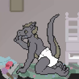 ageplay anthro blush bodily_fluids breath clothing diaper drooling fangs feces furgonomics infantilism inside kneeling male open_mouth panting raised_tail roleplay saliva scatplay soiled_diaper soiling solo sucking tail teeth thumb_suck toy unclean_diaper used_diaper poofy_dragon mythology poofy_dragon_(character) dragon mythological_creature mythological_scalie scalie 1:1 animated digital_media_(artwork) pixel_(artwork) pixel_animation