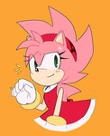 accessory alternate_hairstyle anthro blush blush_lines female fur green_eyes hair_accessory hairband pink_body pink_fur solo spinstellar sega sonic_the_hedgehog_(series) amy_rose eulipotyphlan hedgehog mammal 2023 hi_res