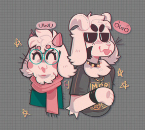 2_horns 3_fingers anthro black_clothing black_collar black_sclera black_shirt black_topwear black_wristband clothing collar cute_fangs duo eyebrows eyes_closed eyewear fangs fingers floppy_ears fur glasses green_clothing green_eyewear green_glasses green_robe hair horn looking_at_another male open_mouth owo pawpads pink_cheeks pink_horn pink_nose pink_pawpads pink_scarf robe scarf shirt short_horn small_horn spiked_collar spikes star teeth thick_eyebrows topwear uwu white_body white_eyes white_fur white_hair white_horn yellow_clothing yellow_shirt yellow_topwear coldoggo deltarune undertale undertale_(series) asriel_dreemurr_(god_form) ralsei bovid caprine darkner goat mammal 2022 absurd_res hi_res
