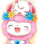 blush daww duo eyes_closed female feral flower fur hair jewelry kemono necklace pink_body pink_fur plant simple_background tuft white_background white_body white_fur wings wool_(fur) young young_feral aimia492 jewelpet sanrio sega sega_fave angela_(jewelpet) labra_(jewelpet) alpaca bear camelid mammal polar_bear ursine low_res