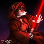 anthro breasts cloak clothing collar female fur hair lightsaber melee_weapon red_lightsaber sith solo weapon dunnowhattowrite mythology star_wars canid canine mammal mythological_canine mythological_creature werecanid werecanine werecreature werewolf 1:1