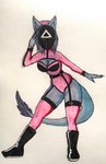 anthro bone breasts claws cleavage cleavage_cutout clothed clothing cutout female leggings legwear mask skull skull_head solo victordantes netflix scp_foundation squid_game guard_(squid_game) marsh_(marshthemalo) scp-1471 scp-1471-a canid canine canis malo mammal wolf traditional_media_(artwork)