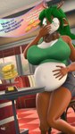 anthro antlers belly big_belly big_breasts bloated breasts buckteeth burger diner female food green_hair hair horn mature_female neck_tuft restaurant revamped_anthros solo stuffing teeth tuft donglysfm tea_tree_(donglysfm) deer mammal 3d_(artwork) 4k 9:16 absurd_res digital_media_(artwork) hi_res source_filmmaker_(artwork)