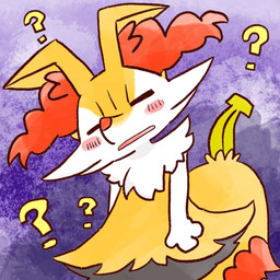 ambiguous_anthro ambiguous_gender anthro banana biped eyes_closed food fruit head_tilt object_in_tail open_mouth plant question_mark snout solo standing tail annyui0611 nintendo pokemon braixen canid generation_6_pokemon mammal pokemon_(species) 1:1 2022 digital_drawing_(artwork) digital_media_(artwork) half-length_portrait hi_res japanese_description portrait translated_description