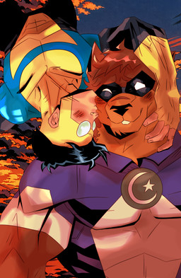 :3 anthro bangs black_hair blush brown_body brown_fur clothing duo eyewear face_grab facial_scar flying fur goggles hair heart_symbol hero kissing kissing_cheek male male/male mask muscular muscular_anthro muscular_male purple_clothing purple_suit romantic romantic_couple scar snout snout_scar suit sunset superhero twunk wearing_mask yellow_clothing yellow_suit theastoundingtigerpool image_comics invincible_(image_comics) lunarwing_(comic) adan_ealdraco mark_grayson alien alien_humanoid canid canine canis human humanoid hybrid iberian_wolf mammal viltrumite wolf absurd_res hi_res