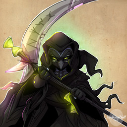 ambiguous_gender anthro beak clothed clothing eyebrows eyelashes green_eyes melee_weapon polearm scythe simple_background solo text weapon year jesterghastly avian bird 1:1 2021 artist_name dated digital_drawing_(artwork) digital_media_(artwork) hi_res shaded