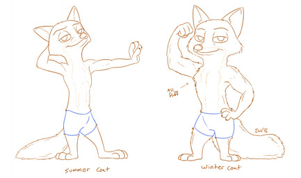 anthro barefoot biped clothed clothing comparison feet flexing fluffy half-closed_eyes hand_behind_head hand_on_hip looking_at_viewer male narrowed_eyes simple_background smile solo standing text topless white_background tggeko disney zootopia nick_wilde canid canine fox mammal red_fox true_fox 2016 english_text model_sheet signature