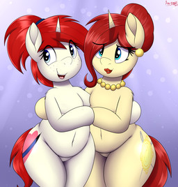 anthro blue_eyes curvy_figure cutie_mark duo ear_piercing ear_ring female female/female hair hand_holding horn lips lipstick long_hair looking_at_viewer makeup mature_anthro mature_female nude nude_anthro overweight overweight_anthro overweight_female piercing red_hair ring_piercing smile standing thick_thighs wide_hipped_anthro wide_hipped_female wide_hips an-tonio hasbro my_little_pony mythology golden_brooch silver_draw equid equine mammal mythological_creature mythological_equine unicorn absurd_res hi_res daughter_(lore) mother_(lore) mother_and_child_(lore) mother_and_daughter_(lore) parent_(lore) parent_and_child_(lore) parent_and_daughter_(lore)