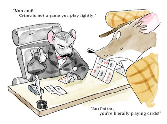 anthro black_nose bow_tie brown_body card chair clothing dialogue duo facial_hair furniture grey_body hat headgear headwear male mustache shirt sitting text topwear mustachecat212 mammal mouse murid murine rodent 2026 english_text