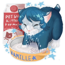 clothing dirty femboy feral hair hat headgear headwear male milk saucer solo star tail shroomychan camille_bidan domestic_cat felid feline felis mammal 1:1 hi_res