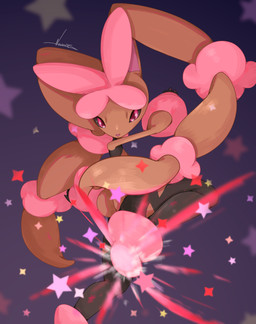 action_pose ambiguous_gender anthro black_body black_fur black_sclera floppy_ears fur kick lop_ears pose solo star novares nintendo pokemon generation_6_pokemon mega_evolution mega_lopunny pokemon_(species) shiny_pokemon 2026 absurd_res hi_res signature