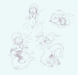 anthro aroused barefoot bodily_fluids ear_piercing ear_ring feet female genital_fluids hair hair_over_eyes jewelry lying necklace nipples nude on_back piercing plantigrade ring_piercing sex_toy solo sybian vaginal_fluids vibrator kemotobi basil_(kemotobi) mammal mustelid otter 2017 hi_res sketch_page