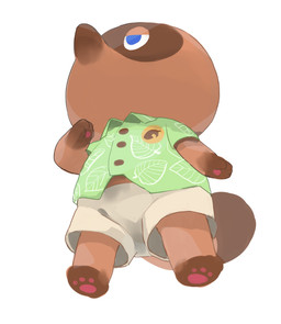 aloha_shirt anthro blue_eyes bottomwear brown_body brown_fur chibi clothing fur kemono male pattern_clothing pattern_shirt pattern_topwear shirt shorts simple_background solo topwear white_background masshiro animal_crossing nintendo tom_nook_(animal_crossing) canid canine mammal raccoon_dog tanuki 2020