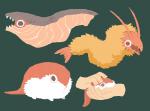 disembodied_hand feral food fur group nigirizushi shrimp_tempura simple_background sushi tempura white_body white_fur inkoinko7 arthropod crustacean fish food_creature marine salmon salmonid_(fish) shrimp digital_media_(artwork)