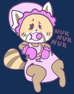 ageplay anthro bib bonnet clean_diaper clothed clothing diaper female handwear headgear headwear infantilism mittens object_in_mouth pacifier pacifier_in_mouth roleplay solo wearing_diaper unknown_artist aggretsuko sanrio retsuko ailurid mammal red_panda alpha_channel