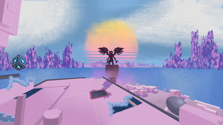 ambiguous_gender anthro building chain city city_background cityscape cloud damaged_building damaged_wall detailed_background hammer holding_object holding_weapon machine mechanical_wings mountain sea silhouette silhouetted_body sledgehammer solo standing synthwave tail tools water weapon wings cayenne_arts the_finals protogen 16:9 absurd_res digital_media_(artwork) hi_res painting_(artwork) widescreen